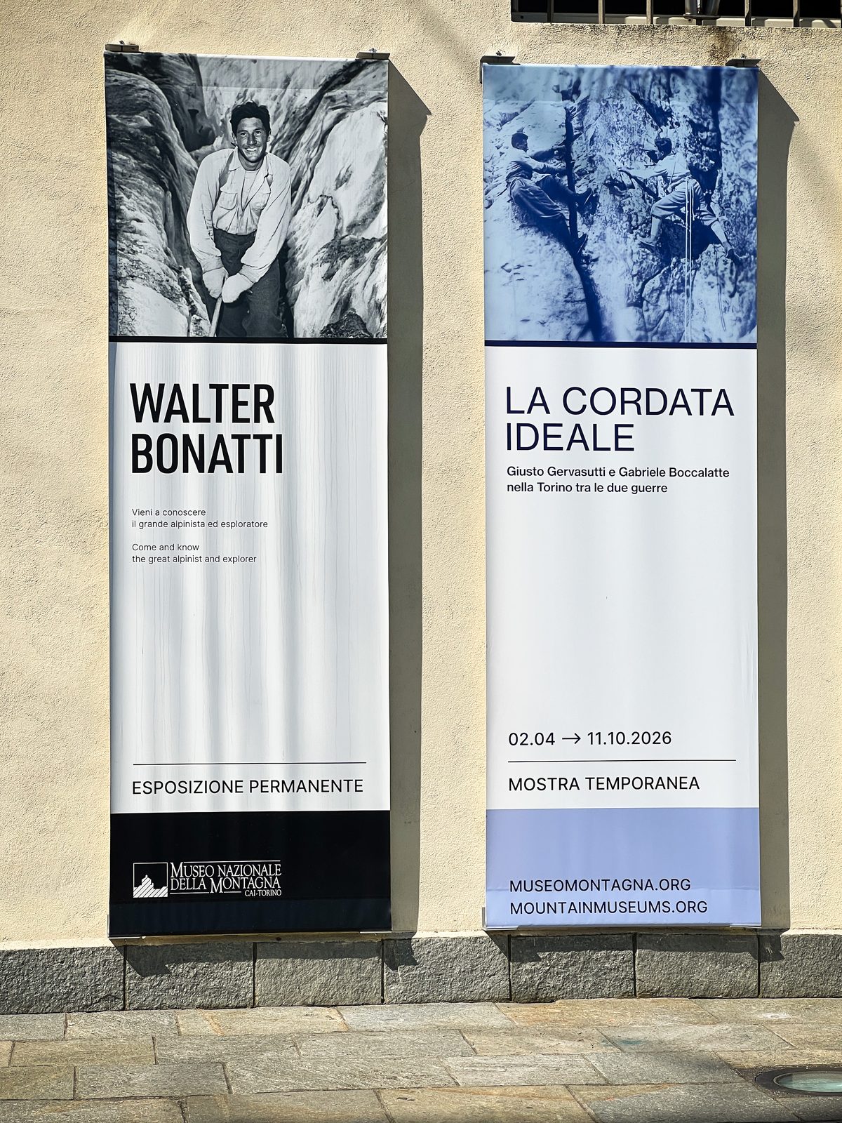 La cordata ideale — Museo Nazionale della Montagna exhibition banners